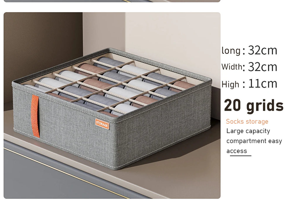 Oxford Cloth Underwear Storage Box 20/7/6 Grids Socks Panties Drawer Organizer Multi-function Home Wardrobe Assortment Boxes