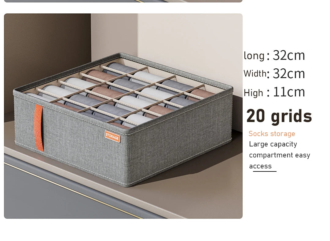 Oxford Cloth Underwear Storage Box 20/7/6 Grids Socks Panties Drawer Organizer Multi-function Home Wardrobe Assortment Boxes
