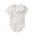 1 Piece Summer Short-sleeved Baby Bodysuit with Frills, Baby Girl with a Lace Collar and Ribbed Seam, a Cute Onesies