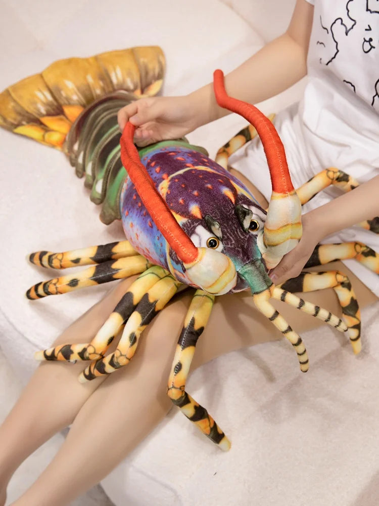 Colorful Lobster Plush Toy Stuffed Throw Pillow - Lifelike Design Creative Home Decor Funny Christmas Gift Vivid Lobster Theme