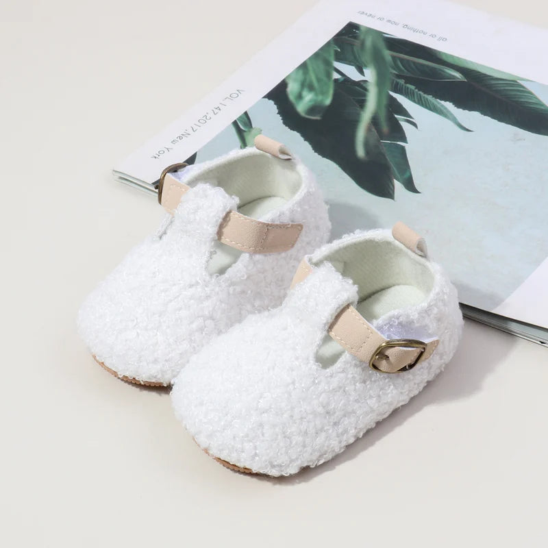 Winter Cute Baby Girl Boy Velvet Cotton Shoes Warm Plush Comfortable TPR Sole Anti Slip Solid High Quality Walking Shoes BMB4005
