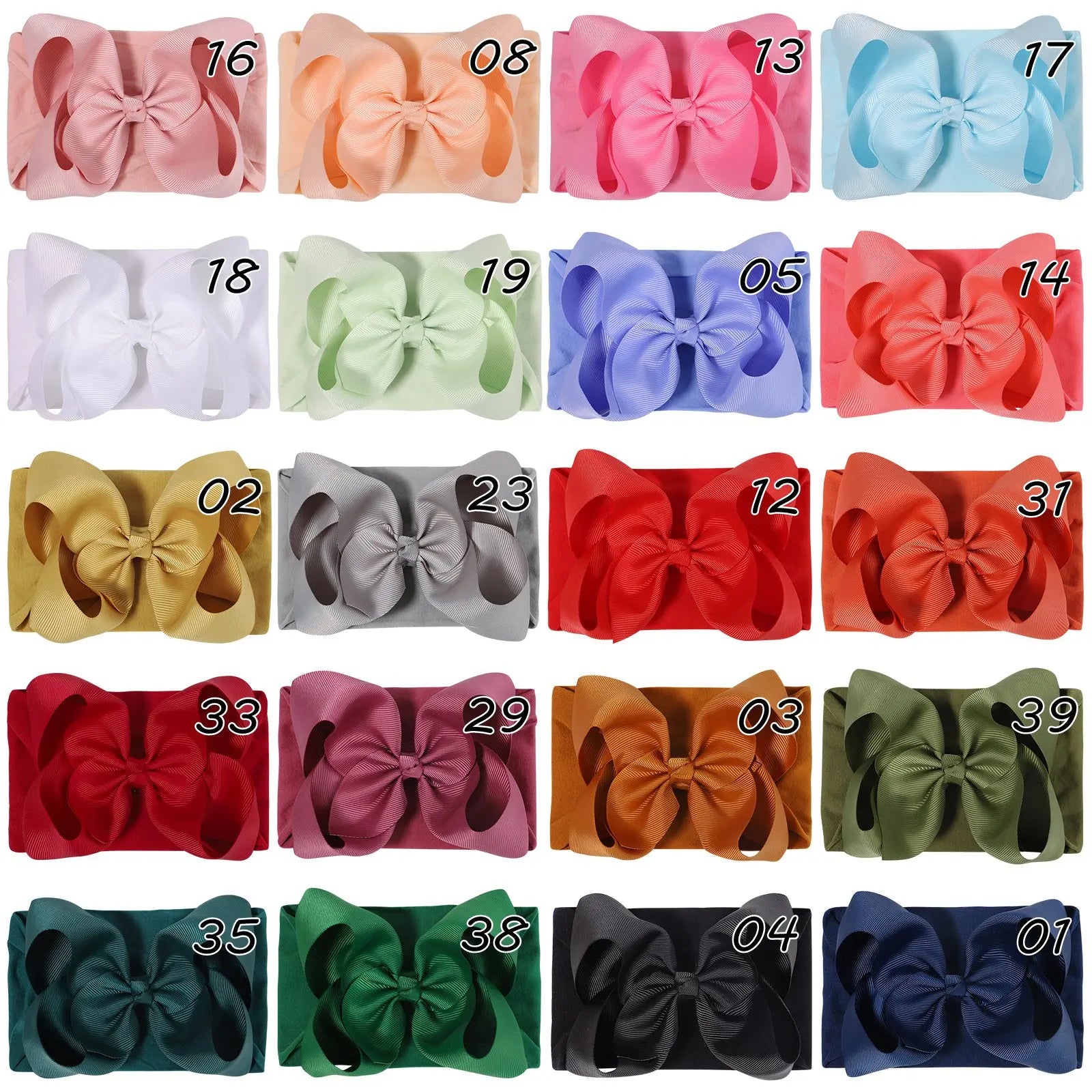 1pcs Large Ribbon Bow Baby Headband Girls Wide Nylon Turban Newborn Bow Headwrap Baby Gift Super Soft Infant Hair Accessories