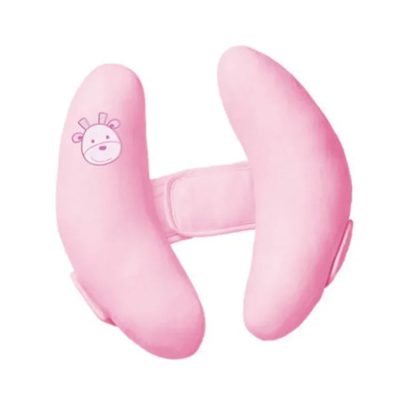 BabyEase Baby Head Shaping Pillow 21x8cm Anti Deviation Neck Support Cotton Cloth Pink