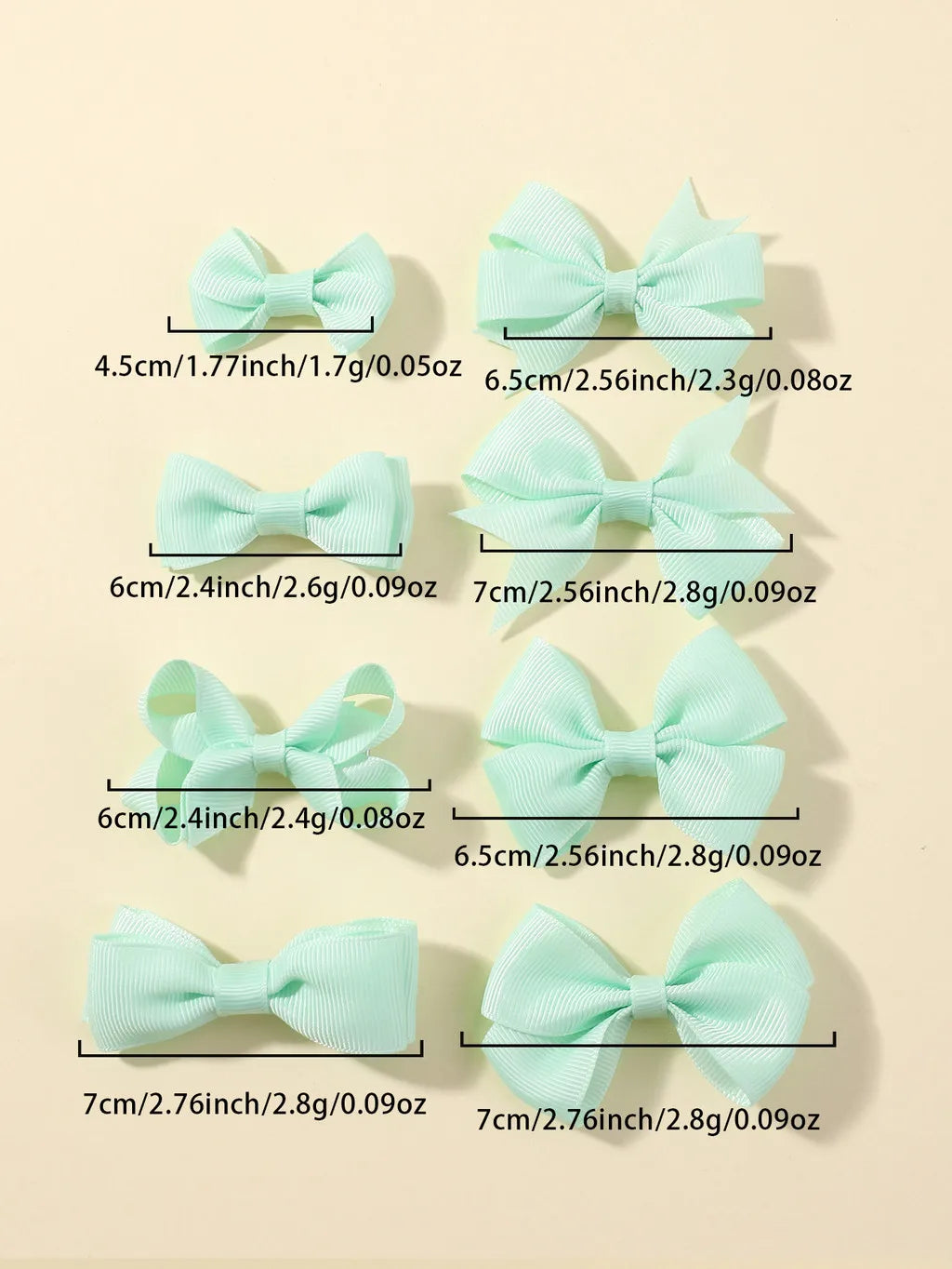 8Pcs/set Solid Color Handmade Hairpins Grosgrain Ribbon Bowknot with Hair Clips for Baby Girls Kids Hair Accessories