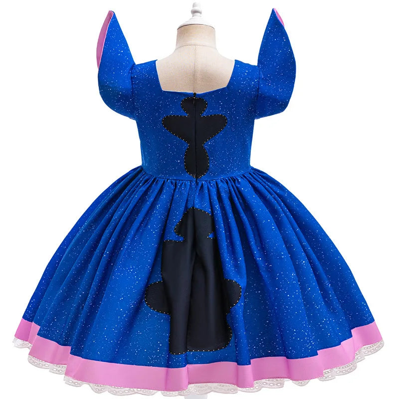 Disney Movie Stitch Costume Sets Girls Cosplay Cartoon Cute Princess Dress Stage Performance Purim Carnival Kids Dress