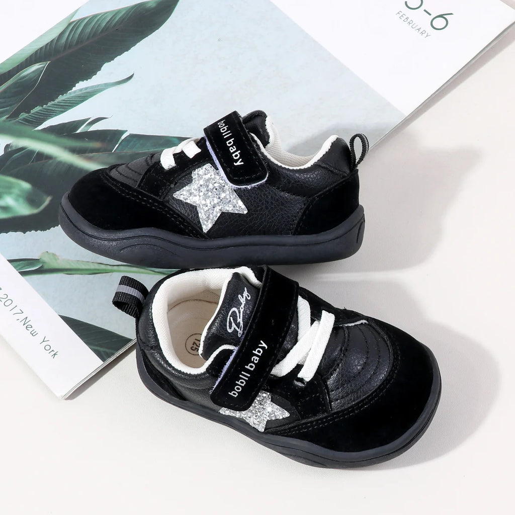 2025 Fashion Deisgn Baby Unisex First Walking Indoor Outdoor Sneakers With Glitter Star Decor Non-slip For 0-2Y Boys And Girls