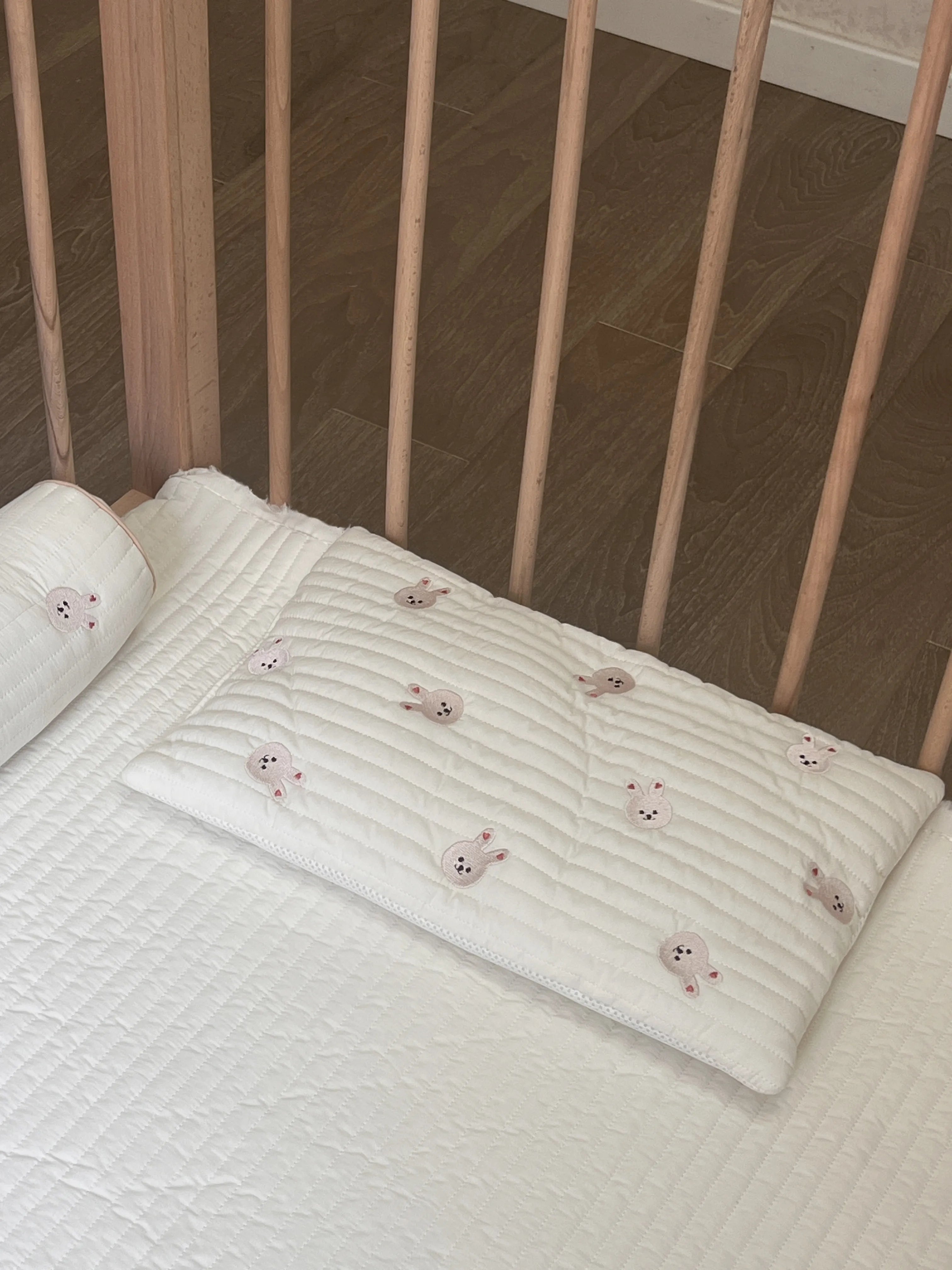Baby Nap Pillow 44x26cm Pure Cotton Sweat Absorbent Breathable Newborn Flat Pillow With Embroidered Cartoon Animals