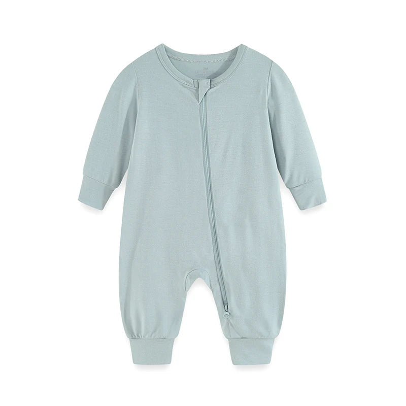 Kiddiezoom Four Seasons Long Sleeve Zipper Romper Unisex Infant Jumpsuit Rayon 1Pcs