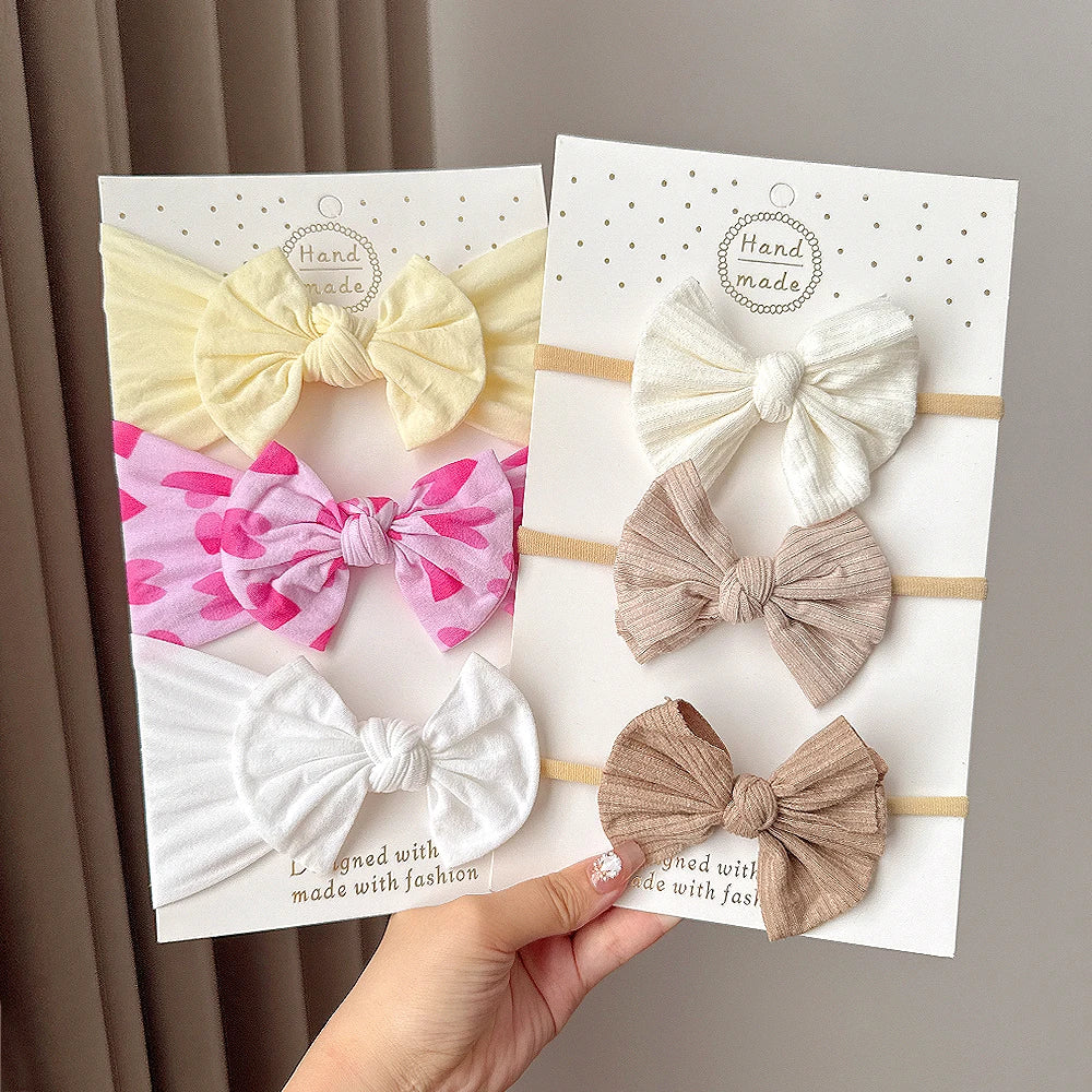 3Pcs/lot baby soft headband big bowknot headscraf infant nylon headties dress hair accessories babe headwear