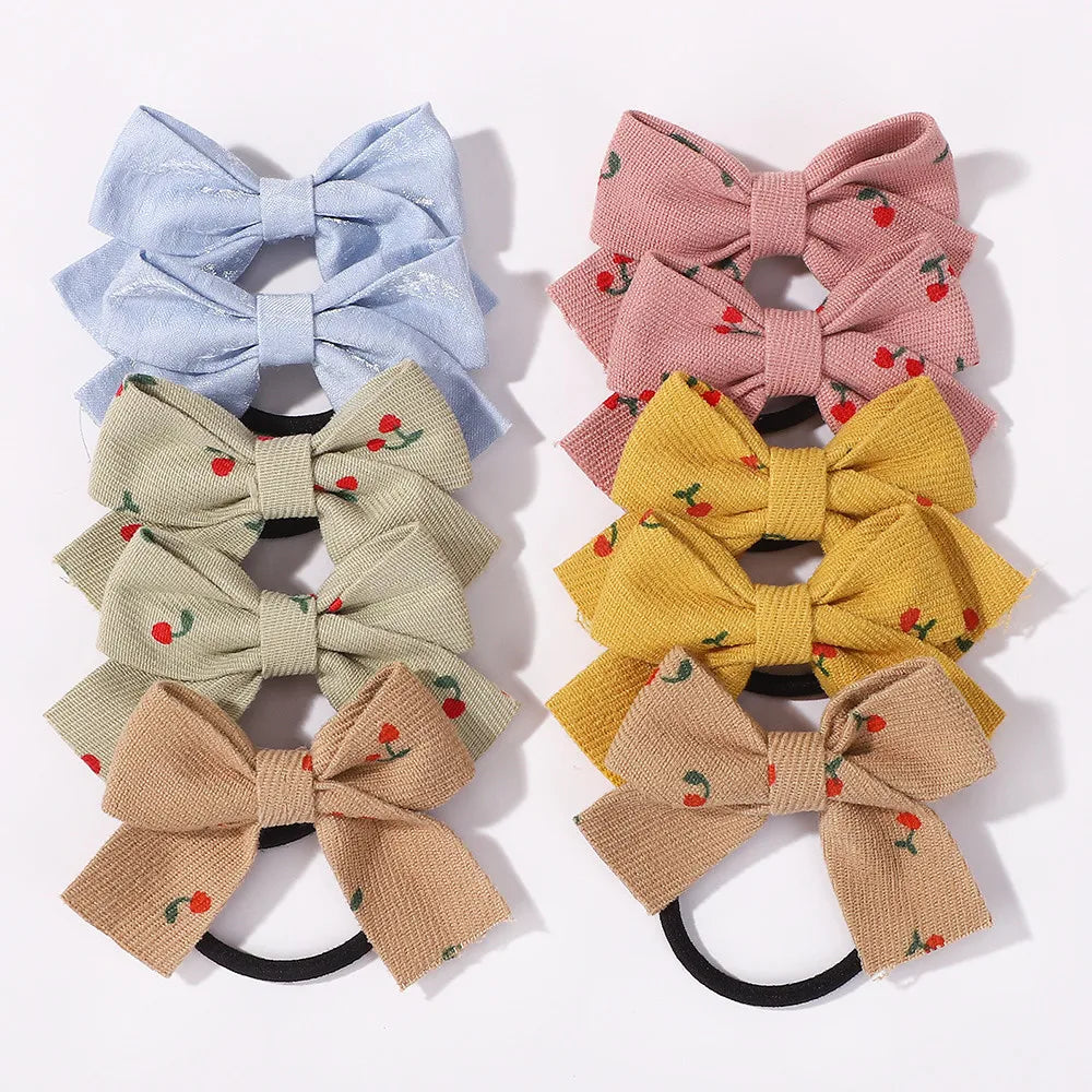 Random Color 10PCS Flower Ribbon Bowknot Hair Rubber Bands for Girls Handmade Cute Bow Hair Ties Headwear Kids Hair Accessories