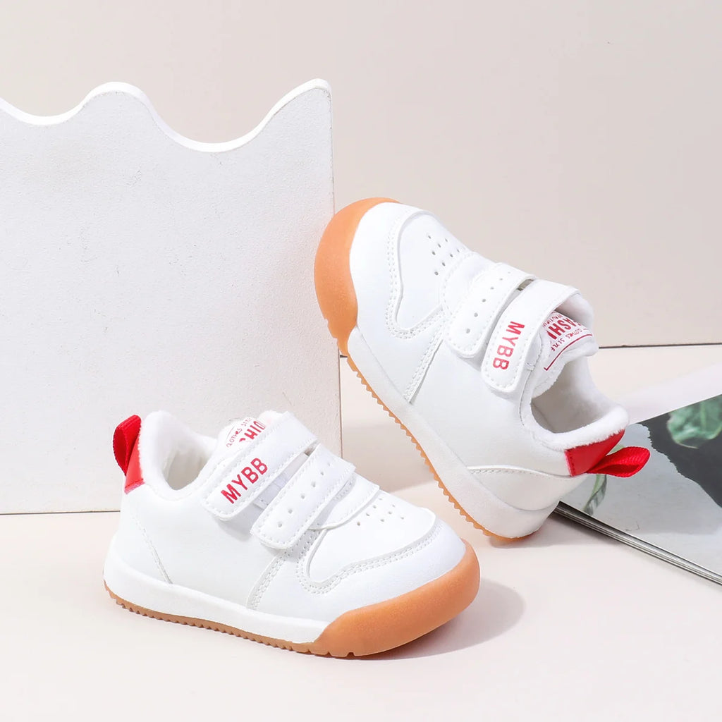 Winter Trendy New Baby Walking Shoes For Boys And Girls Small Children Anti-Slip Soft Sole White Sneakers