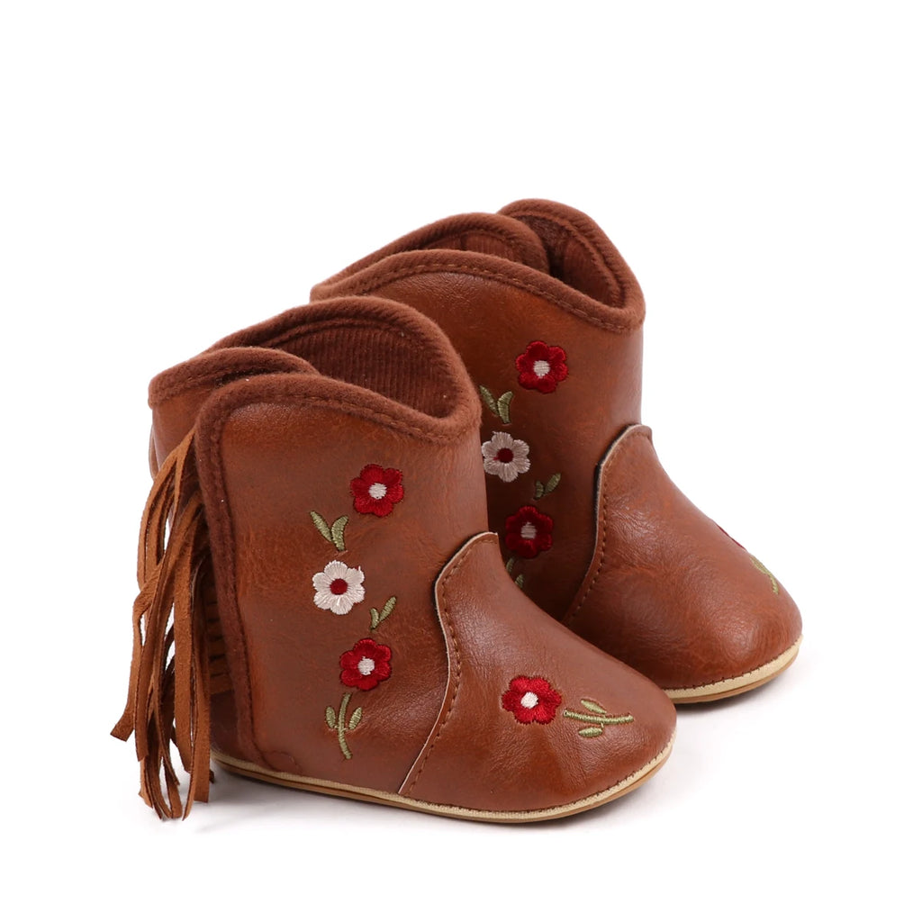 Fashionable And Popular Baby Shoes Western Denim Midsole Boots Autumn And Winter Warm And Anti Slip Casual Walking Shoes