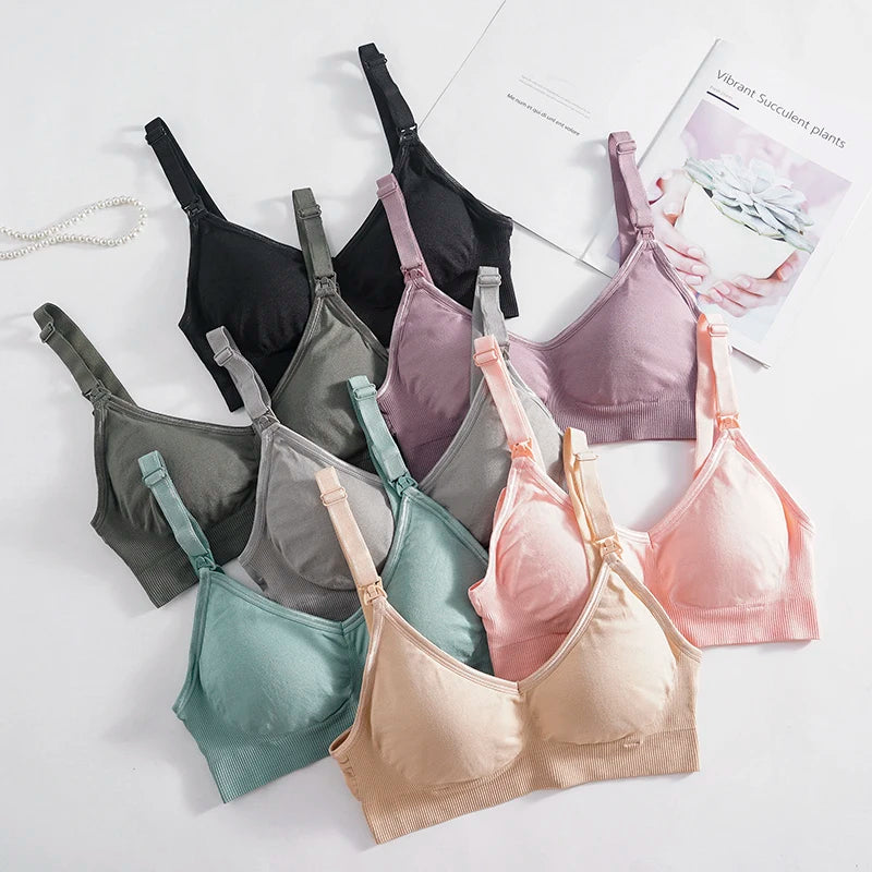 Plus Size Wireless Maternity Bra Front Open Gather Together Prevent Sagging Seamless 3D Breathable Comfortable Breastfeeding Bra
