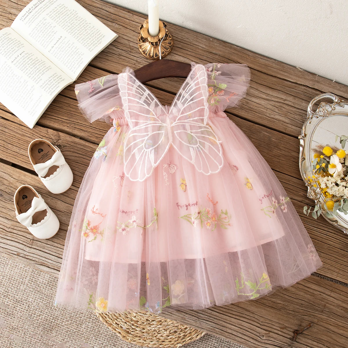 Girls' Dress Summer Lace Floral Print Cute Princess Baby Girl Dress Adorable Wedding Flower Girl Outfit