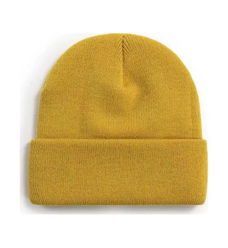 Knitted Hat For Men And Women Warm Beanie Model M01 Solid Color Rolled Edge