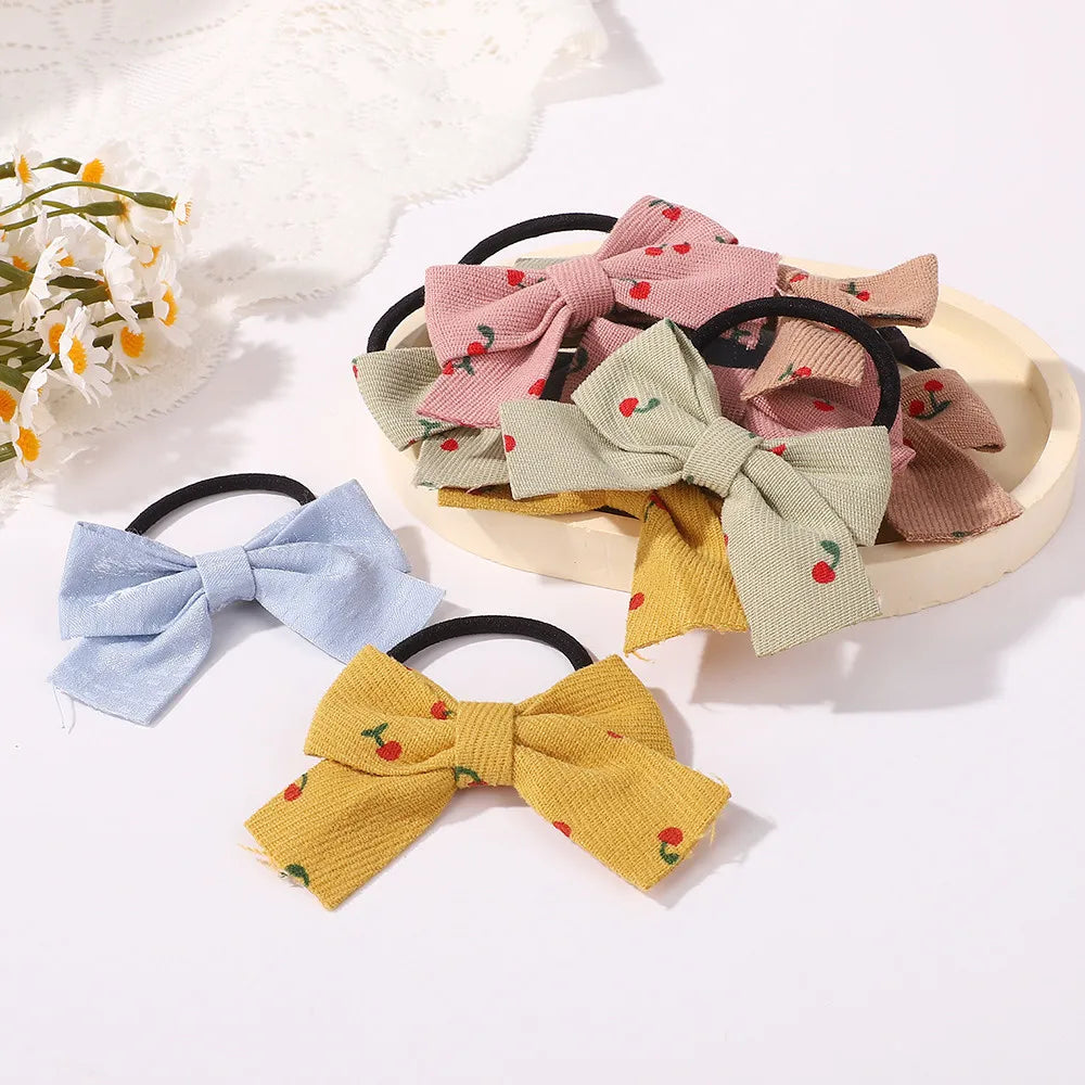 Random Color 10PCS Flower Ribbon Bowknot Hair Rubber Bands for Girls Handmade Cute Bow Hair Ties Headwear Kids Hair Accessories