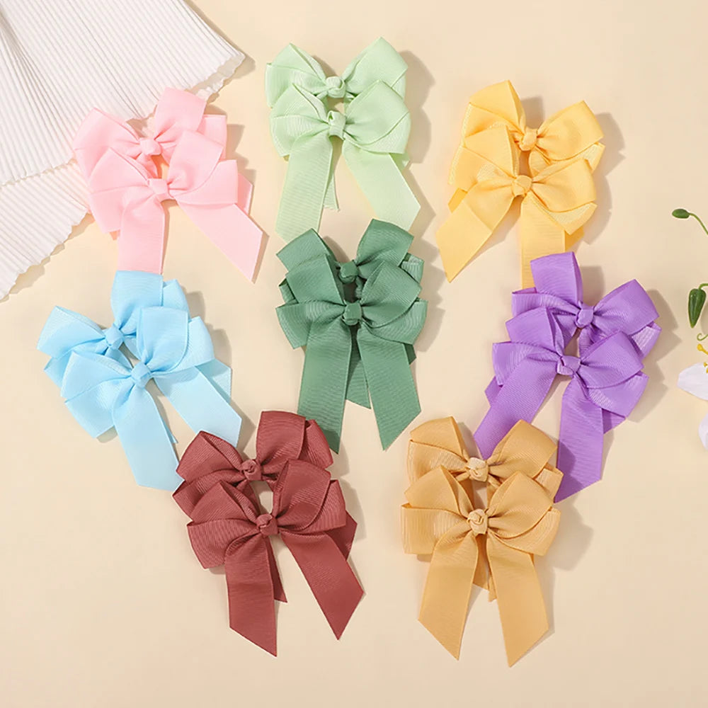 30Pcs/lot Boutique Ribbon Tassel Bow Hair Clip Set Colorful Cheer Bow Hairgripes Girls Lovely Headdress Gift
