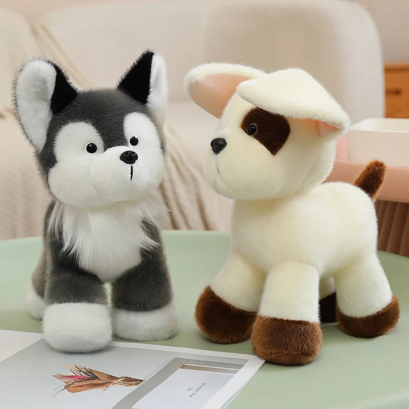 25cm High Quality Lifelike Pet Dog Plush Toys Stuffed Handmade Schnauzer Husky Golden Retriever Doll Soft Hugging Puppy Doll