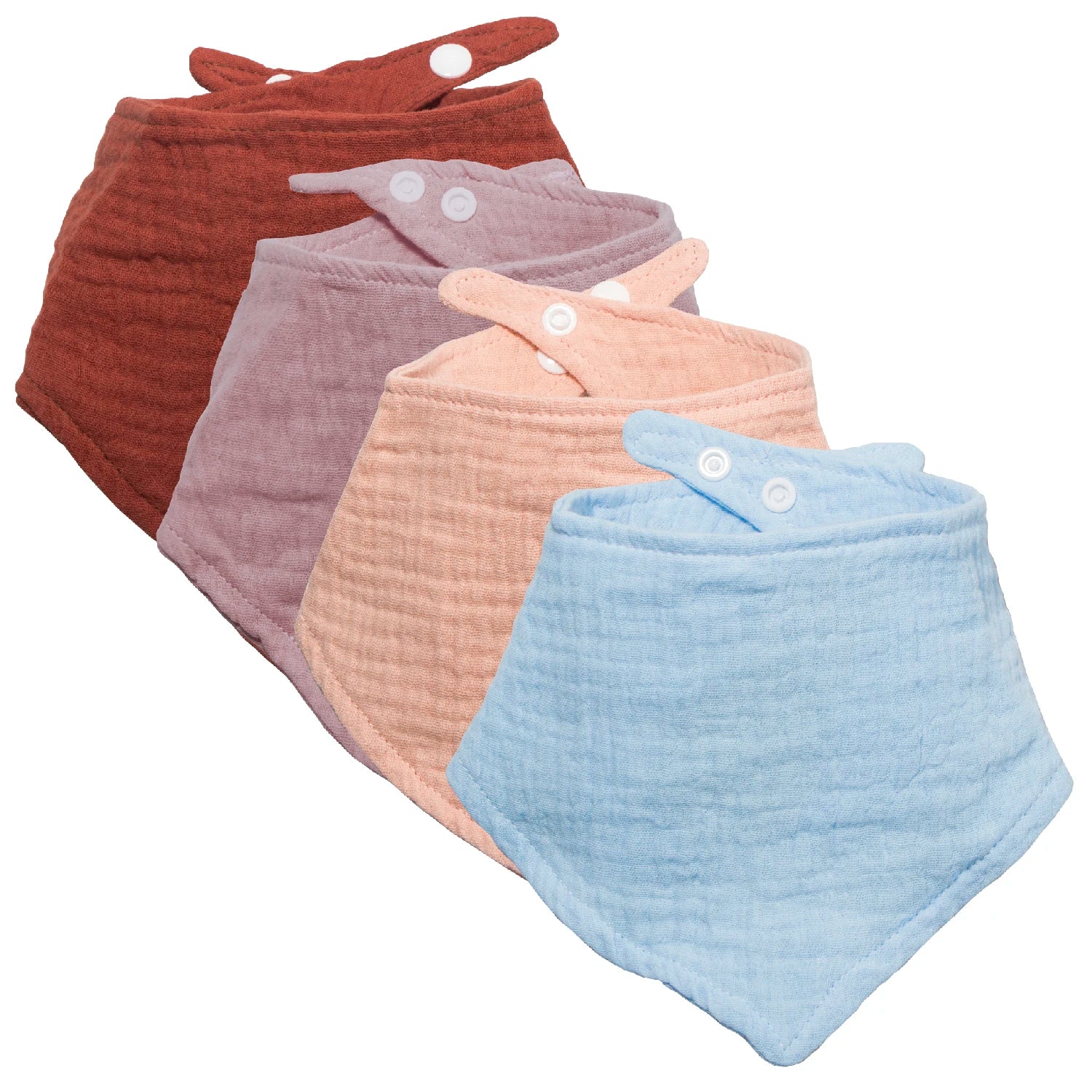 4-piece set of pure cotton baby triangle bibs, suitable for feeding during meals, with bright solid colors and stylish design,