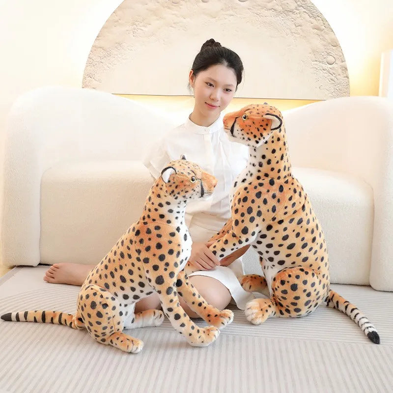 Hot Lifelike Plush Leopard Cheetah Toy Full Stuffed Forest Animal Peluche Doll Room Decor Christmas Holiday Gifts For Boys