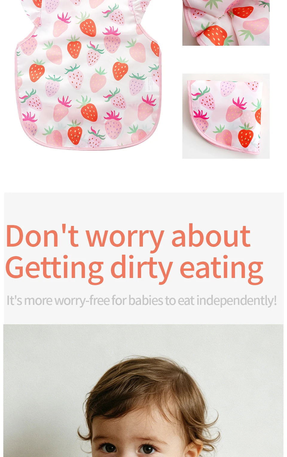 Happyflute 1 Pc Sleeveless Bib for Babies & Toddlers Waterproof Smock Bib for Eating Machine Washable & Mess-Proof Feeding Bib