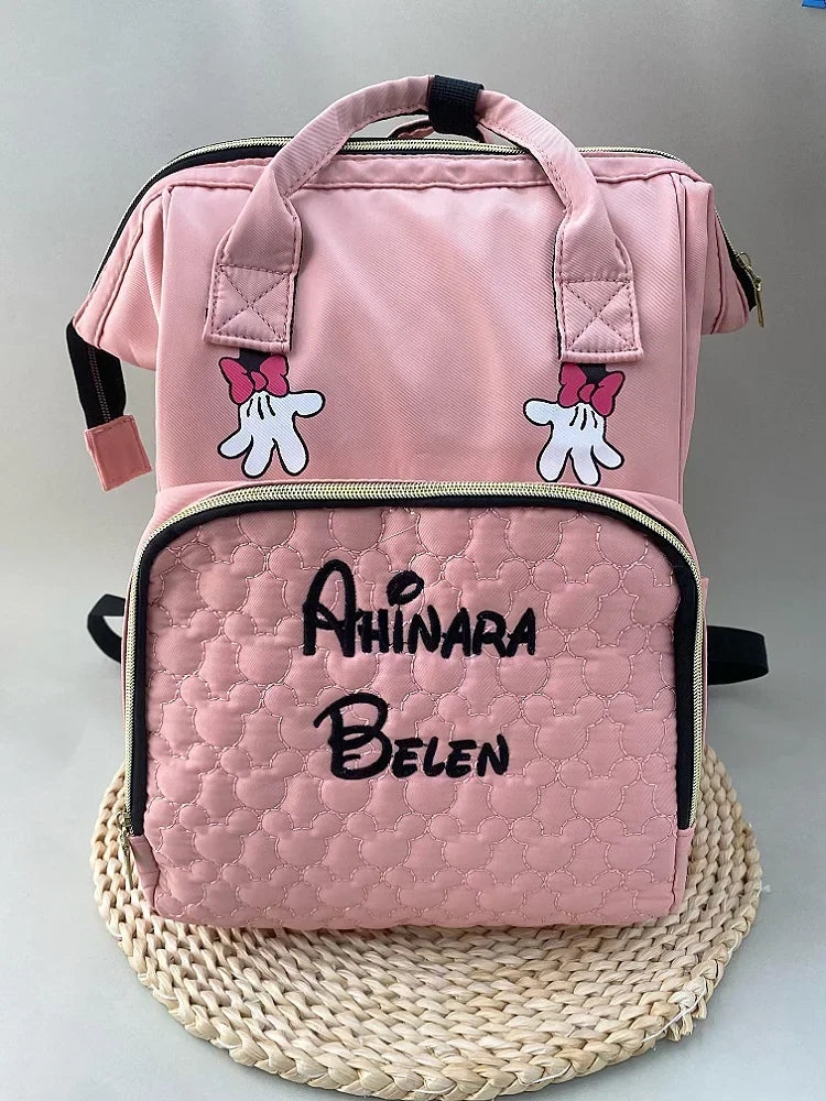 Personalized Name Mommy Bag Multi-functional Double Shoulder Storage Diaper Backpack for Outdoor Traveling Mom Gift