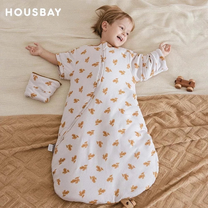 Sleeping Bag For Babies 0-24Months Thicker Winter Sleep Sack Removable Sleeves Kids Anti-Kick Prevent Cold Baby Blanket 3.5Tog
