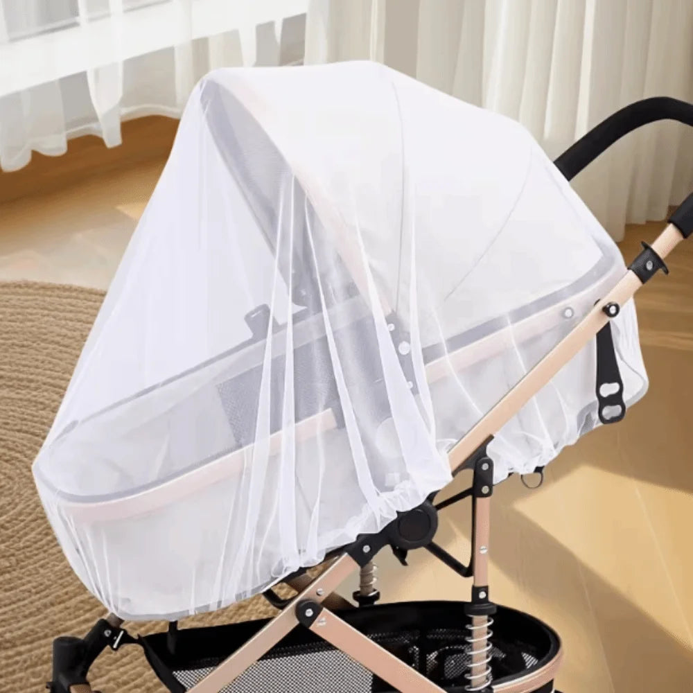 Full Coverage Pram Mosquito Net Dense Mesh Polyester Material Insect Shield Net Windproof Sunshade Snug Fit Design