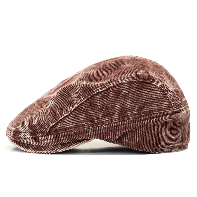 American Retro Tie-Dye Reversible Corduroy Duckbill Cap Womens Fashion Hat With Washed Fabric