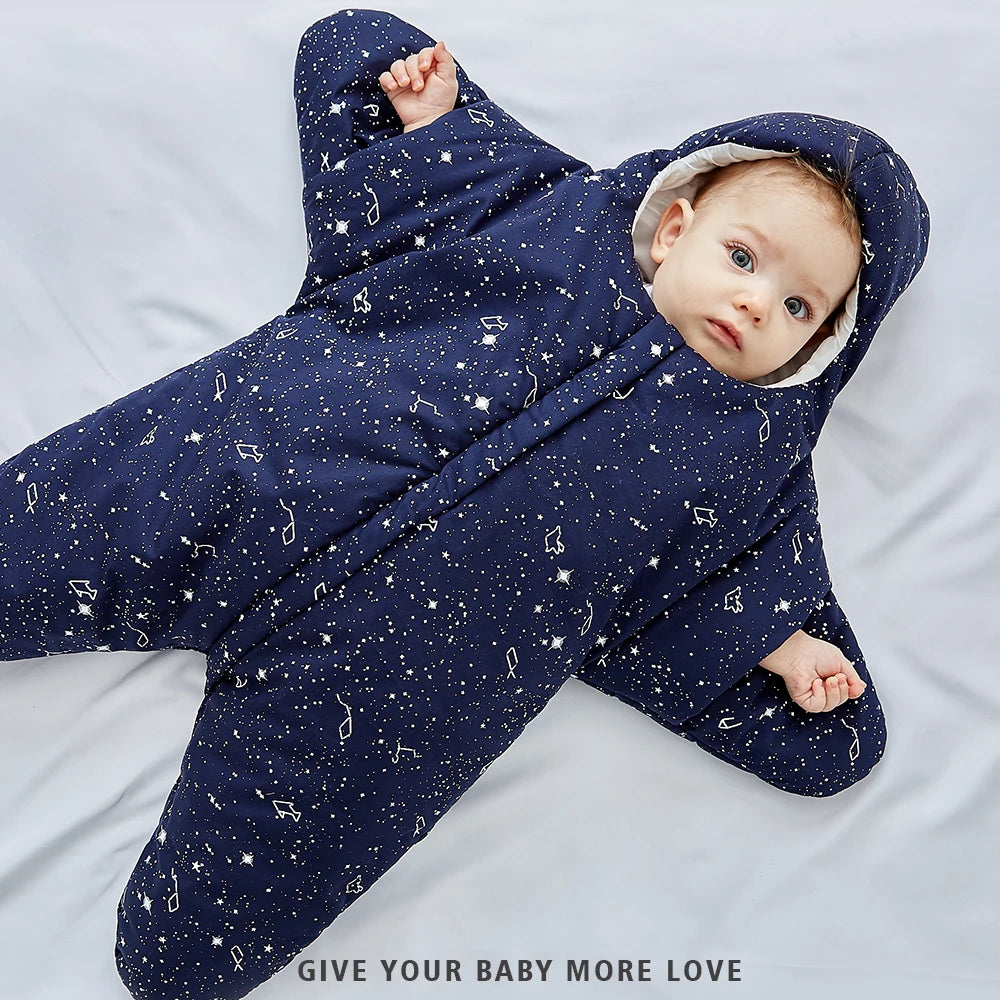 INSULAR Baby Starfish Sleeping Bags Infant Warm Sleep Sacks Kids Cotton Swaddle Blanket Separated Sleeves Legs Winter 0-8 Months