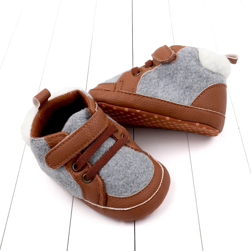 2025 Year New High-Top Trendy Fuzzy Shoes With Soft Rubber Sole Baby Shoes Baby Size Shoes Toddler Shoes Casual Walking Shoes