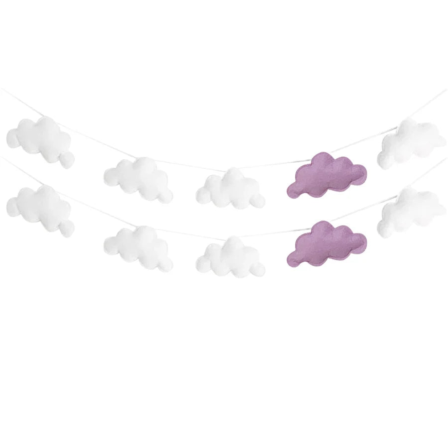 Ins Nordic Felt Cloud String Wall Hanging Decor Set 2 Piece Model Cloud String For Home Decor