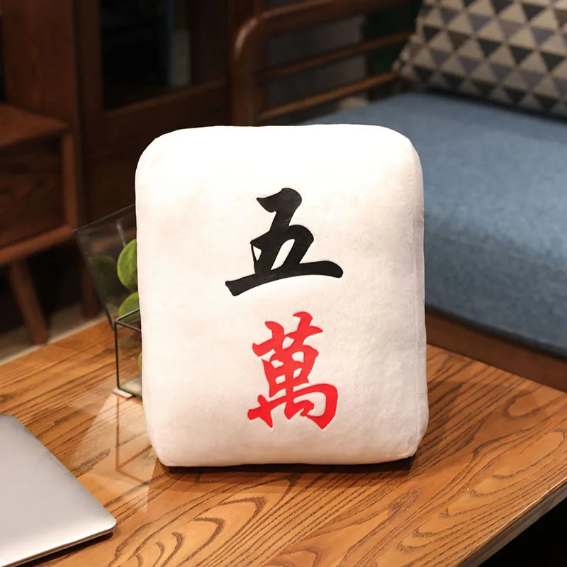 Hot 1pc Creative Mahjong Pillow Cushion Chinese Plush Toy Car Chair Backrest Mahjong Dice Funny Nap Pillow Sofa Home Decor Gift