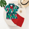 Baby Boy Vacation Casual clothing Maple leaf Print Full Print shirt+Shorts Set for 0-3 Year old Toddlers Fashion Summer Set