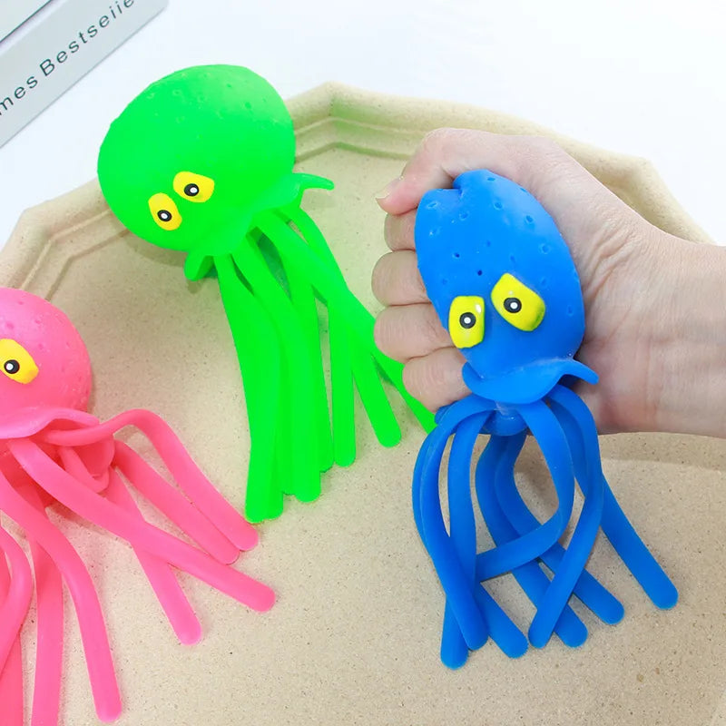 1/6pcs Water Playing Octopus Pinching and Playing Baby Bathing Anti Stress Squishy Fidget Toy Novelty Toy Party Favors