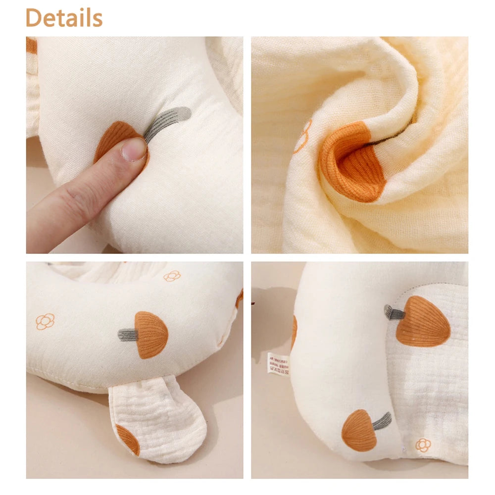 Newborn Soft Breathable Baby Pillows Cartoon Print Cute Bear Small Ear for Infant 0-24Months Kids Pillow Cushion