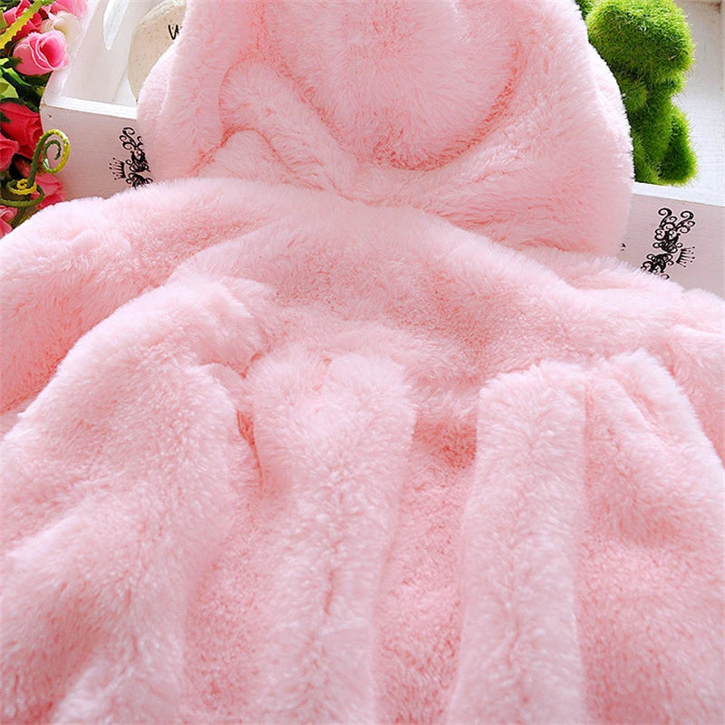 Baby Girls Clothing New Cape Autumn/Winter Wool Sweater Shawl Baby Rabbit Ears Fleece Jacket Cape For Newborn