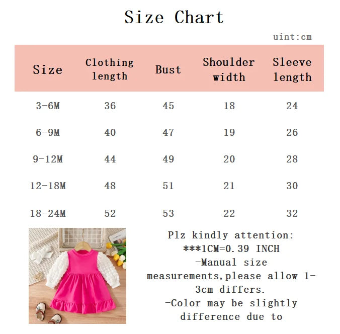 Baby girl Autumn Dress Round neck color Blocked Long sleeved Comfortable Dress for 0-24 Months Cute Baby girl Casual Dress