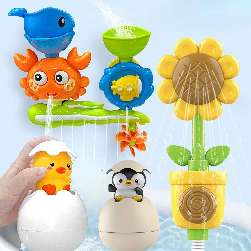 Interactive Suction Cup Bath Toy Set for Youngsters Colorful Flower Design Twistable Features Perfect Gift Halloween Christmas