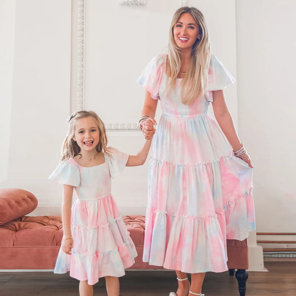Bohemian Mother Daughter Dress Vestido Beach Children Dress Family Matching Outfits Women Clothing Casual Girls Dresses Summer