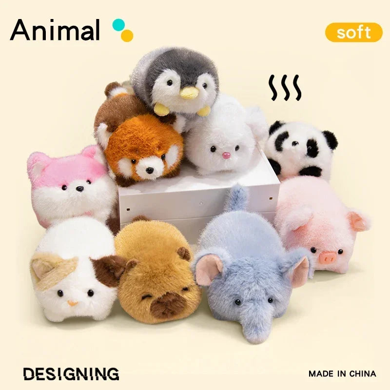 Cute Stuffed Plush Toys Lying Red Panda Fox Sloth Cat Soft Baby Plushie Gifts - Animal Themed Dolls for Children