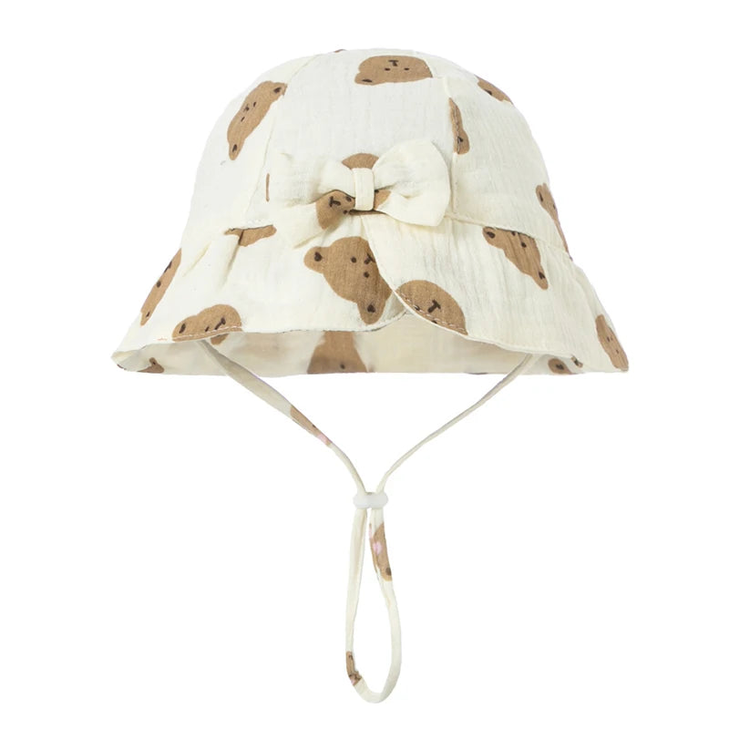 Baby Hats Girls Bowknot Panama Summer Kids Sun Hat Infant Beach Fisherman's Hat Children Breathable Cotton Outdoor Bucket Cap