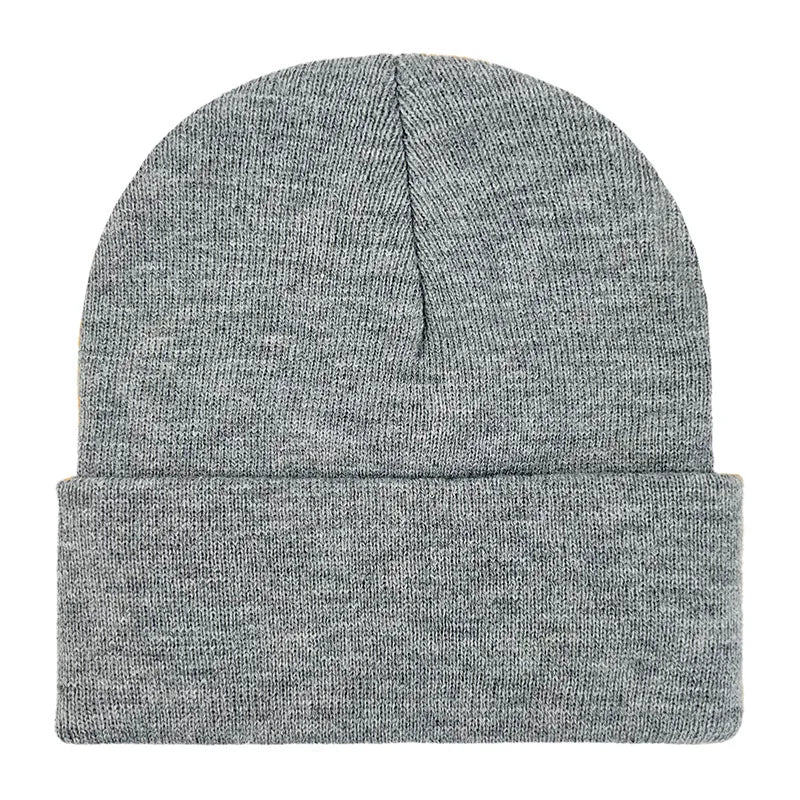 Knitted Hat For Men And Women Warm Beanie Model M01 Solid Color Rolled Edge
