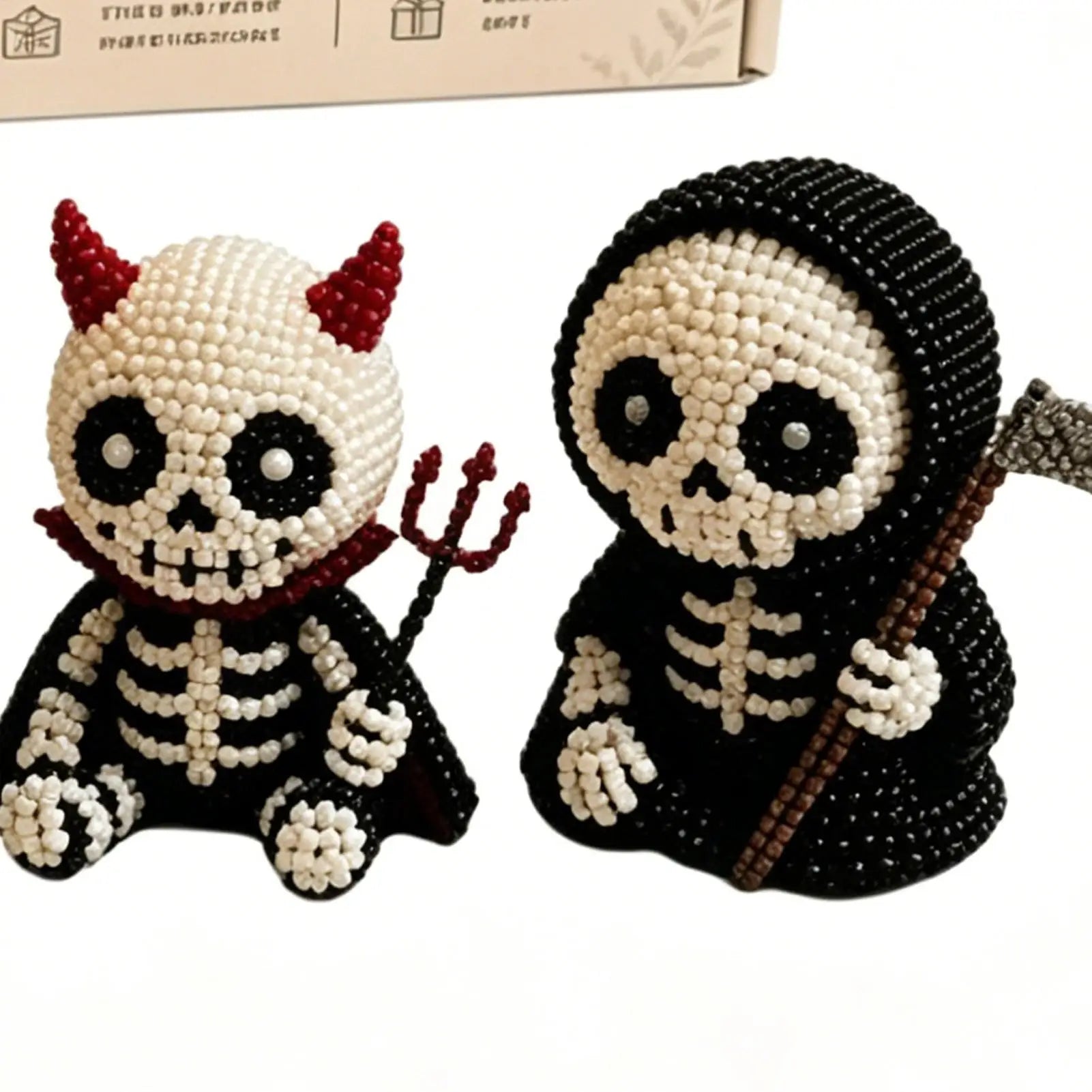 Beaded Skeleton Craft Kit Halloween Toy with Instruction Mini 3D Beaded Skeleton Crafting Set for Home Party Classroom School