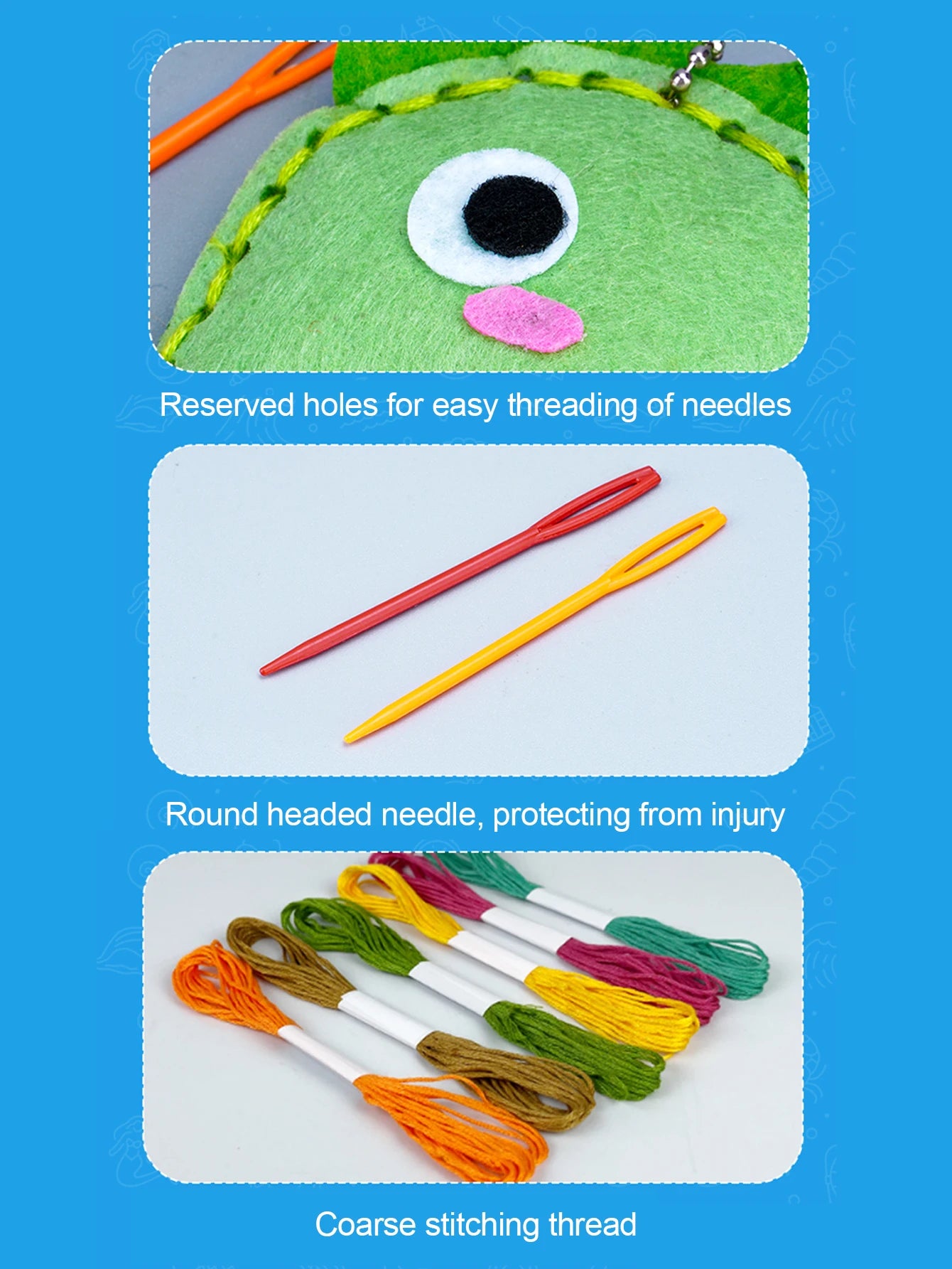 DIY Sewing Toys for Kids, Make Milk Tea Ocean Animal Plushie Craft Set Handmade Fabric with Holes and Threads Gifts