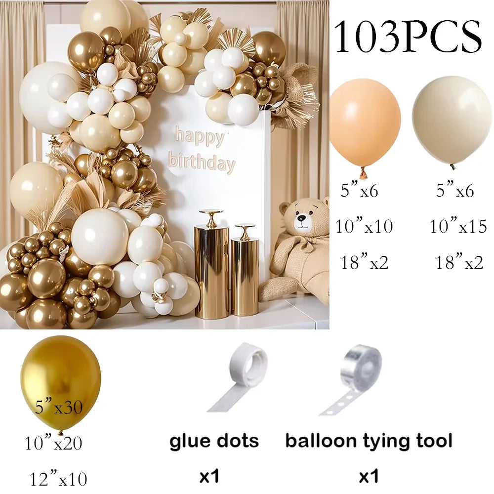 Balloon Arch Kit Nude White Sand With Gold Balloons For Birthday Party Baby Shower Wedding Graduation Decoration
