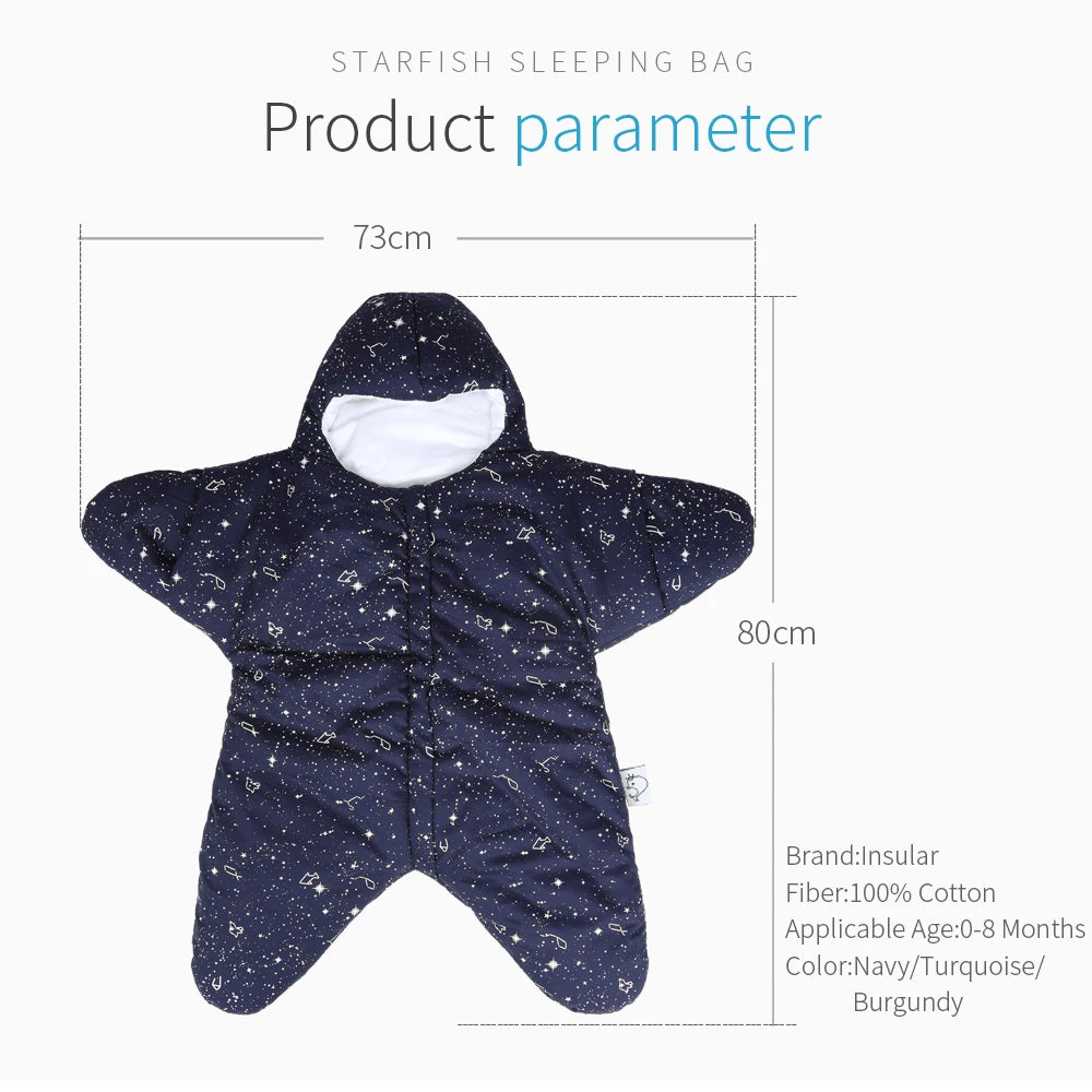 INSULAR Baby Starfish Sleeping Bags Infant Warm Sleep Sacks Kids Cotton Swaddle Blanket Separated Sleeves Legs Winter 0-8 Months