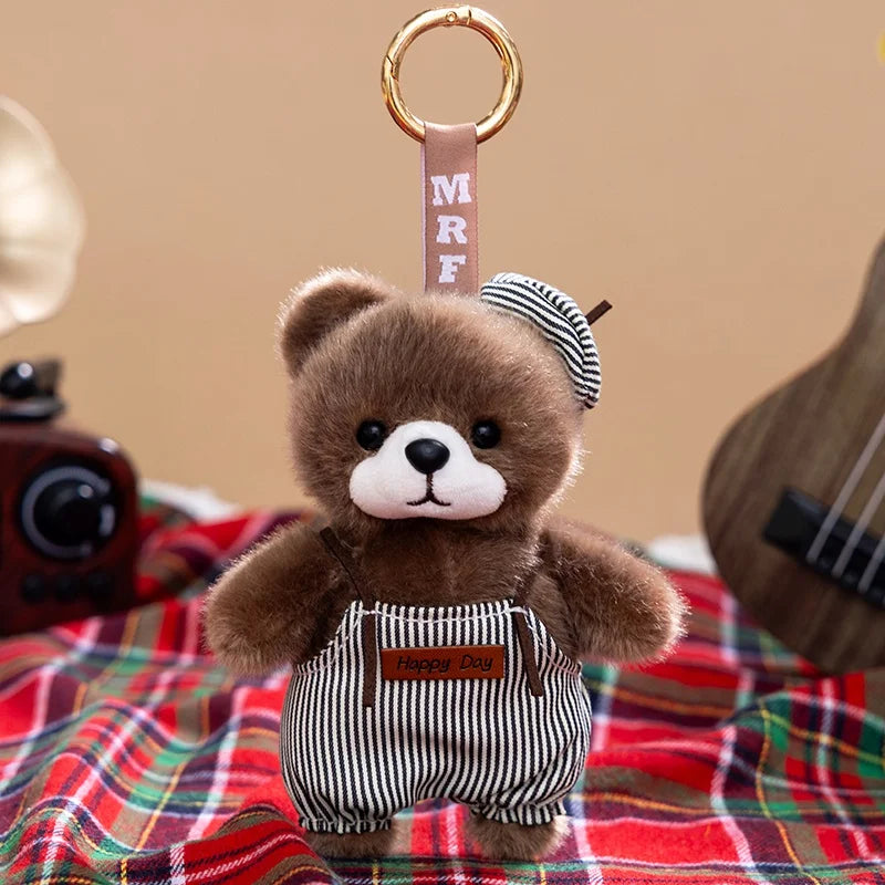 10cm New Kawaii Little Bears Pendant Plush Toy Stuffed Soft Animal Cartoon Bear Backpack School Bag Keychain Decor for Kids Gift