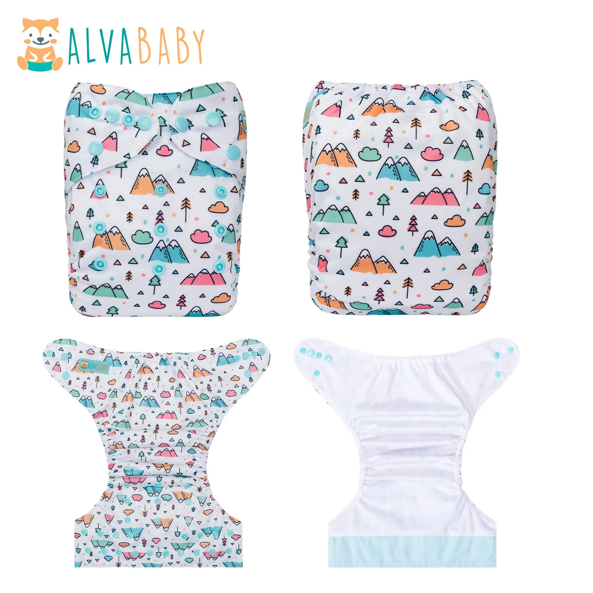 ALVABABY AWJ Inner Summer Cloth Diaper For Baby MoistureWicking Reusable Diaper Shell With Tummy Panel