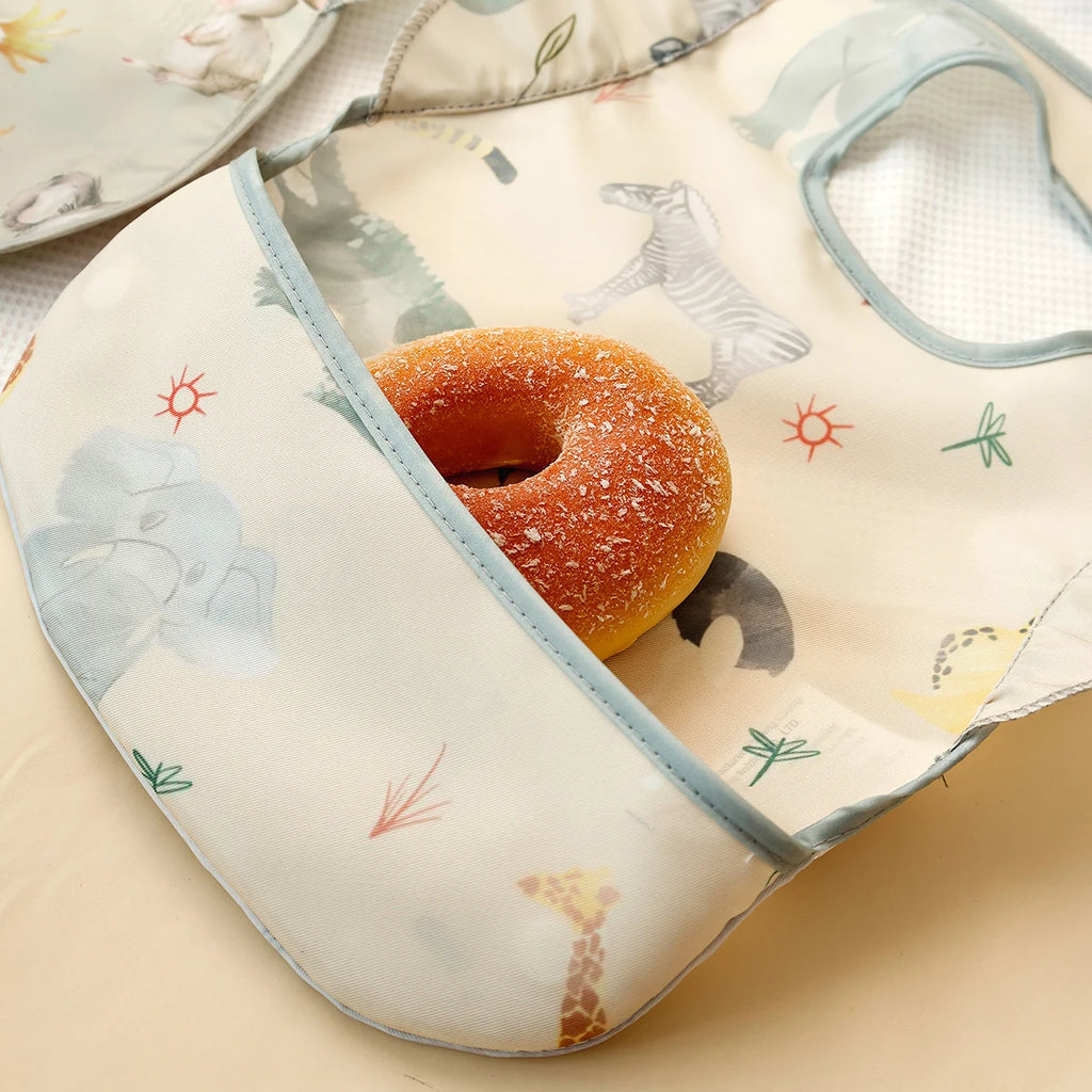 2Pcs/Set Waterproof Baby Bibs,Lively and Adorable Shoulder Design Sleeveless Smock Feeding Bib Apron